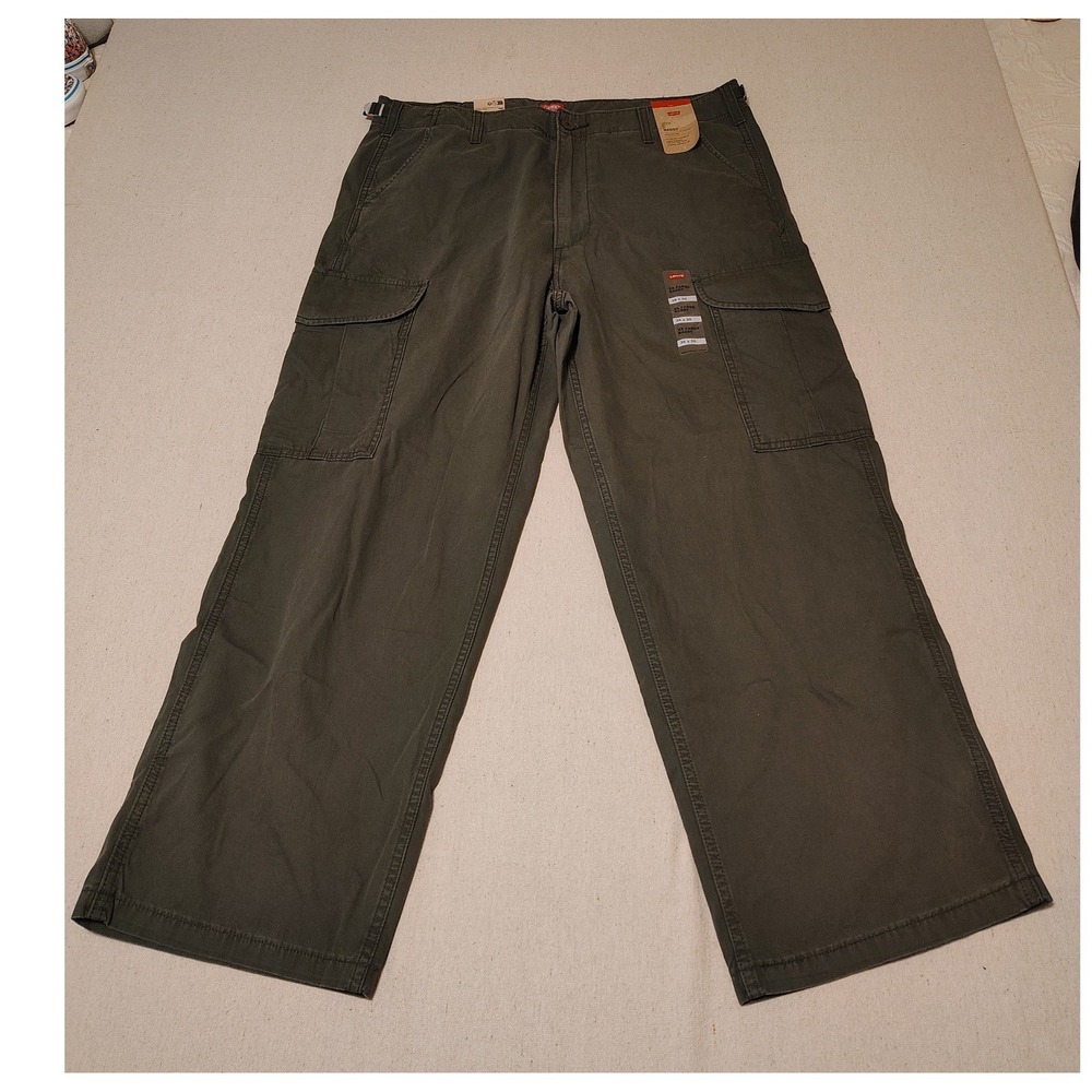 Levis XX Cargo Baggy Pants Mens 36x30 Olive Green Relaxed Tapered New Tag